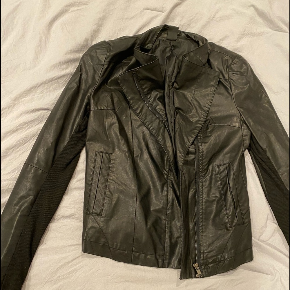 Leather Jacket with shoulder pads